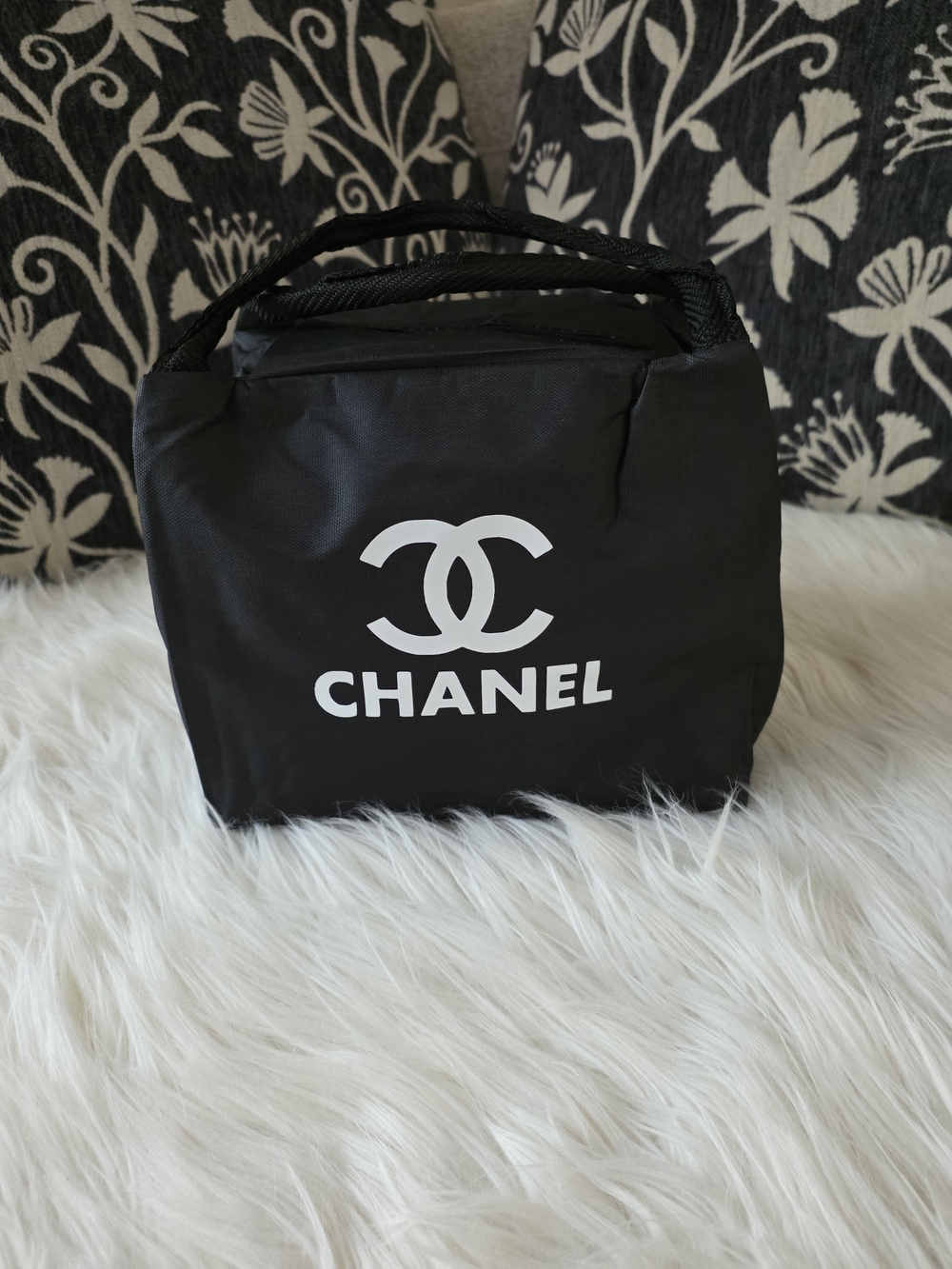Black Lunch Bag Cosmetic Tote Bag